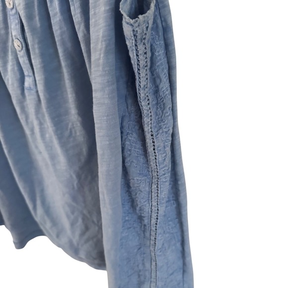 Sundance Older Blue Lace Trim V Neck Sleeveless Henley Top Women's  Sm Loose fit - Picture 6 of 8